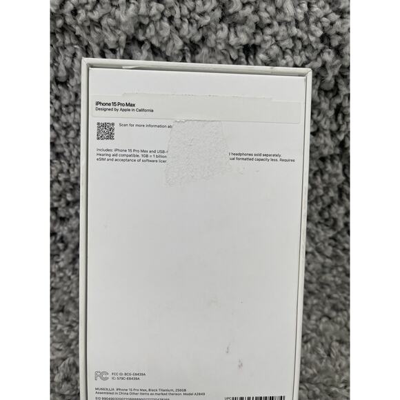 Apple iPhone 15 Pro Black Titanium 256GB EMPTY BOX ONLY - Picture 3 of 8